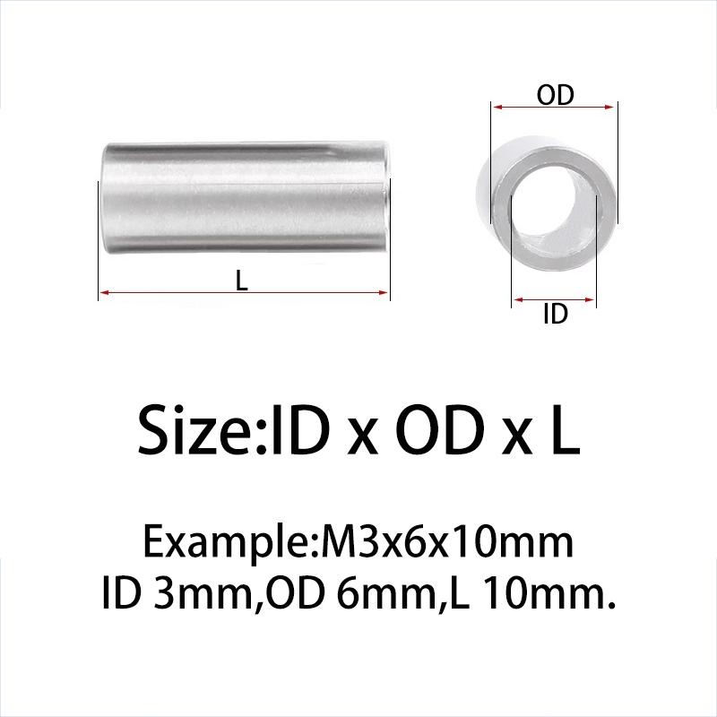 M2 M3 M3.5 M4 304 Stainless Steel Bushing Washer Gasket Unthreaded Round Hollow Standoff Spacer Sleeve Od 4-10mm For Diy Part