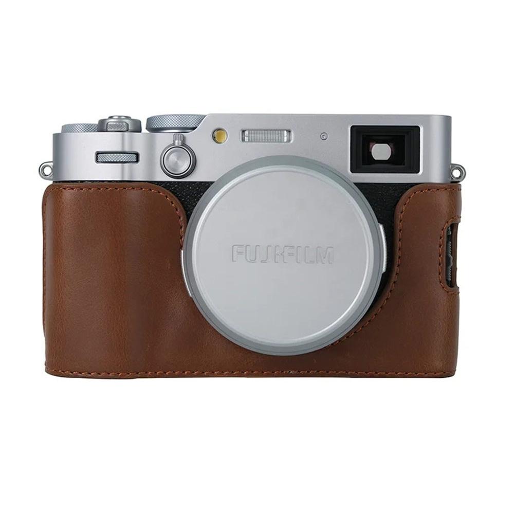 Масло Кожа Камера Получехол для Fujifilm X100VI Fuji X100VI PU Кожа Нижняя Крышка с Открытым Дном