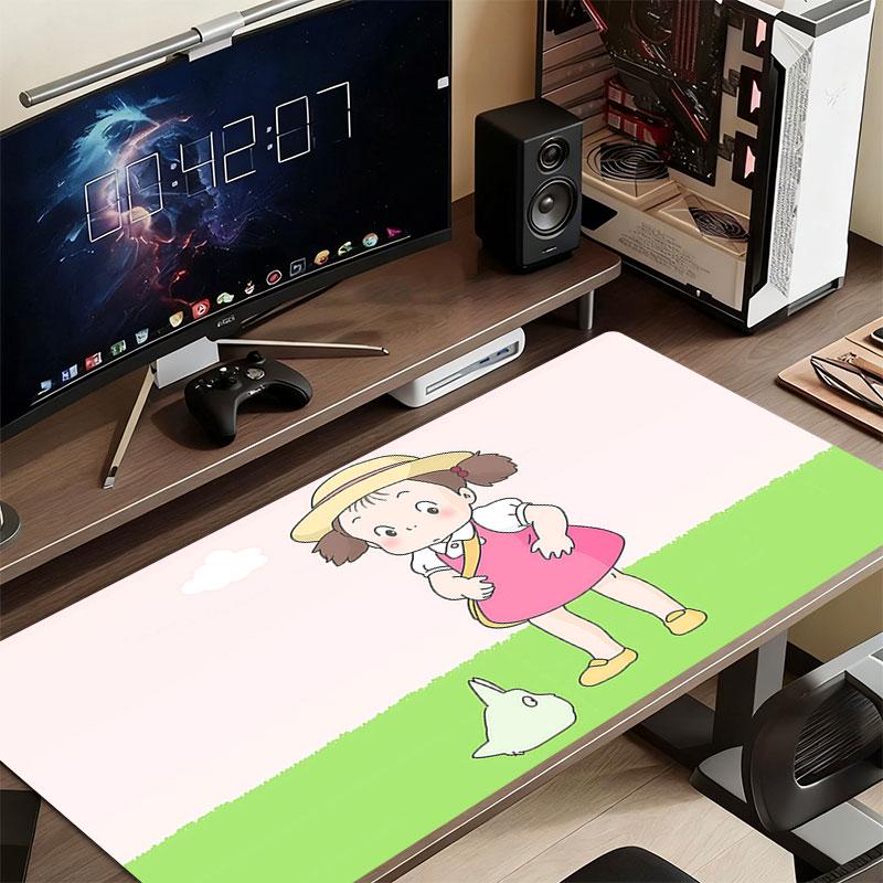 Mei Kusakabe Cartoon Mouse Pad, Large Gaming Desk Mat, Non-slip XXL Mousepad for Laptop & Tablet, Mini PC Playmat with Stitched Edges