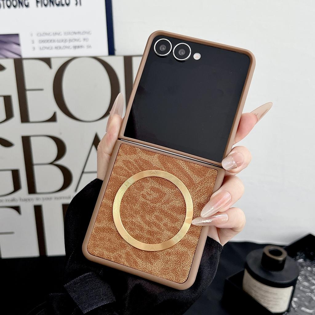 Чехол для Samsung Galaxy Z Flip3 Flip4 Flip5 Flip6 Flip7 с задней кожей и противоударным бампером для телефона MagSafe