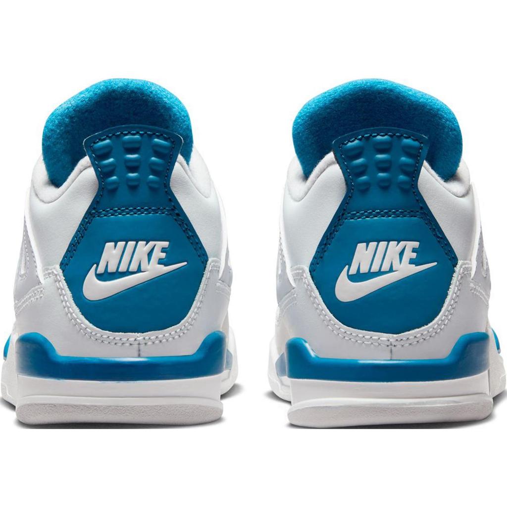 Детские кроссовки Air Jordan 4 Retro PS Military Blue 2024 Бело-белые Нейтрально-серые BQ7669-141