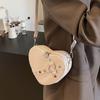 Vintage Y2K Small Chain Rivet Shoulder Bag Heart Shaped Purse Handbag Red PU Leather Gothic Tote Bag Fashion Women Crossbody Bag ARI