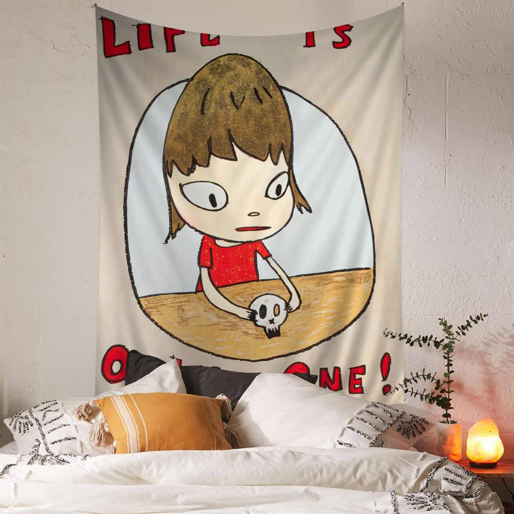 Yoshitomo Nara DIY Wall Tapestry Hippie Flower Wall Carpets Dorm Decor Wall Art Decor