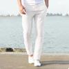 Мужские длинные брюки из хлопка и льна, летние однотонные дышащие льняные брюки, мужские повседневные брюки с эластичной резинкой на талии, брюки в стиле Харадзюку