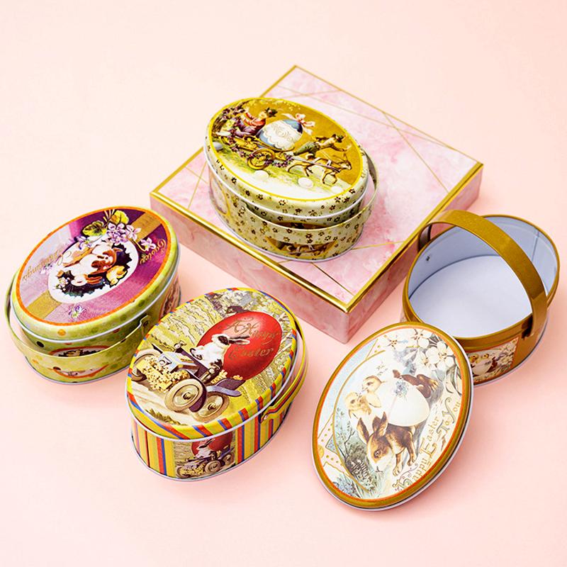 1 шт. Подарочная упаковка с ручкой на пасхальную тематику, модная жестяная коробка для хранения монет, коробка для конфет, коробки для печенья, праздничные принадлежности