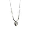 Cold style three-dimensional metal heart necklace for women, versatile new style, sweater chain, sweet cool spicy girl hip-hop personality accessory