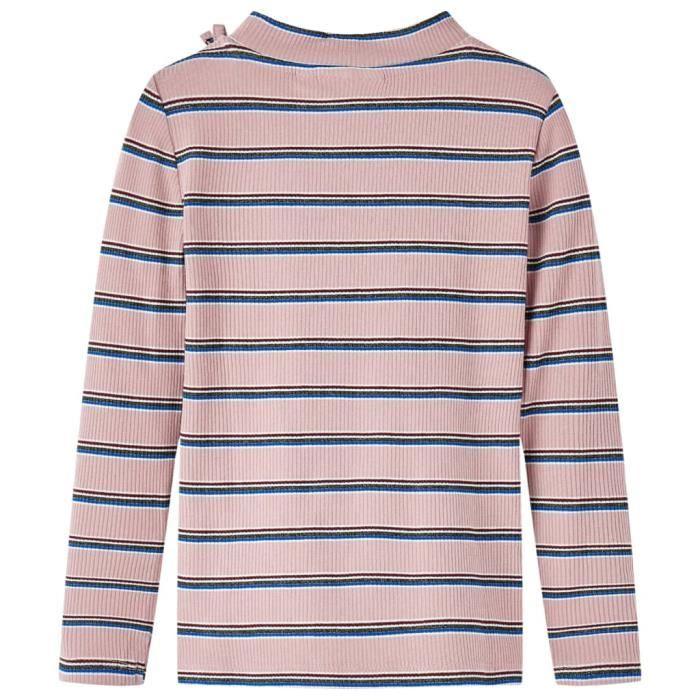 Children's Long-sleeved T-shirt with 2-color Stripes and 5 Sizes Available