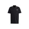 Letter Logo Print Pullover Short Sleeve Polo Shirt Men Tops Black IC9314