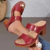Women's Block Heeled Peep Toe Sandals - Stylish Slip On Heels for Going Out and Casual Summer Wear