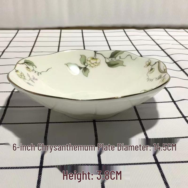 7-Inch Round Bone China Porcelain Plate - Chinese Style Tableware