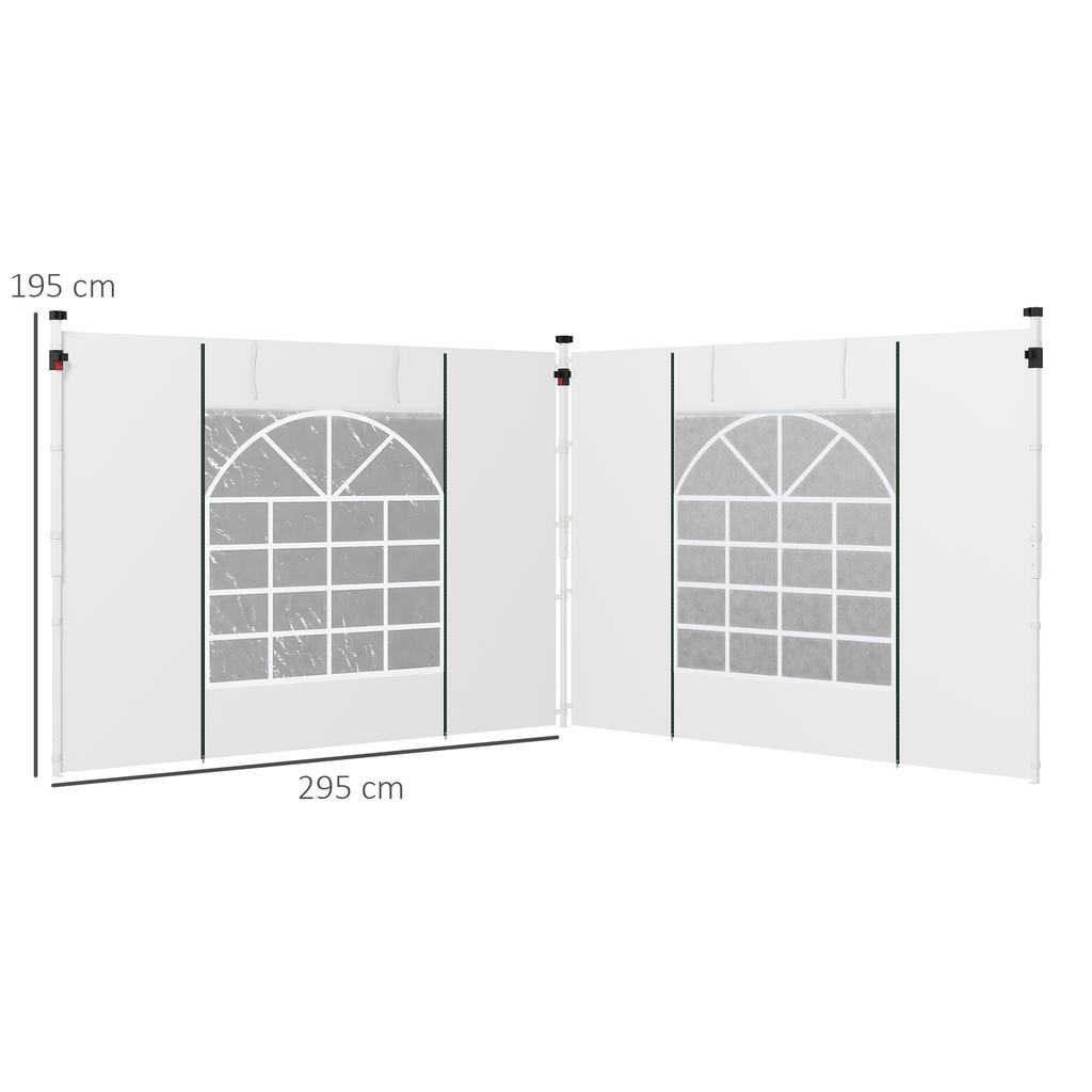 Gazebo Side Panels 2 Pack Sides Replacement For 3x3(m) Or 3x6m Pop Up Gazebo With Windows And Doors White