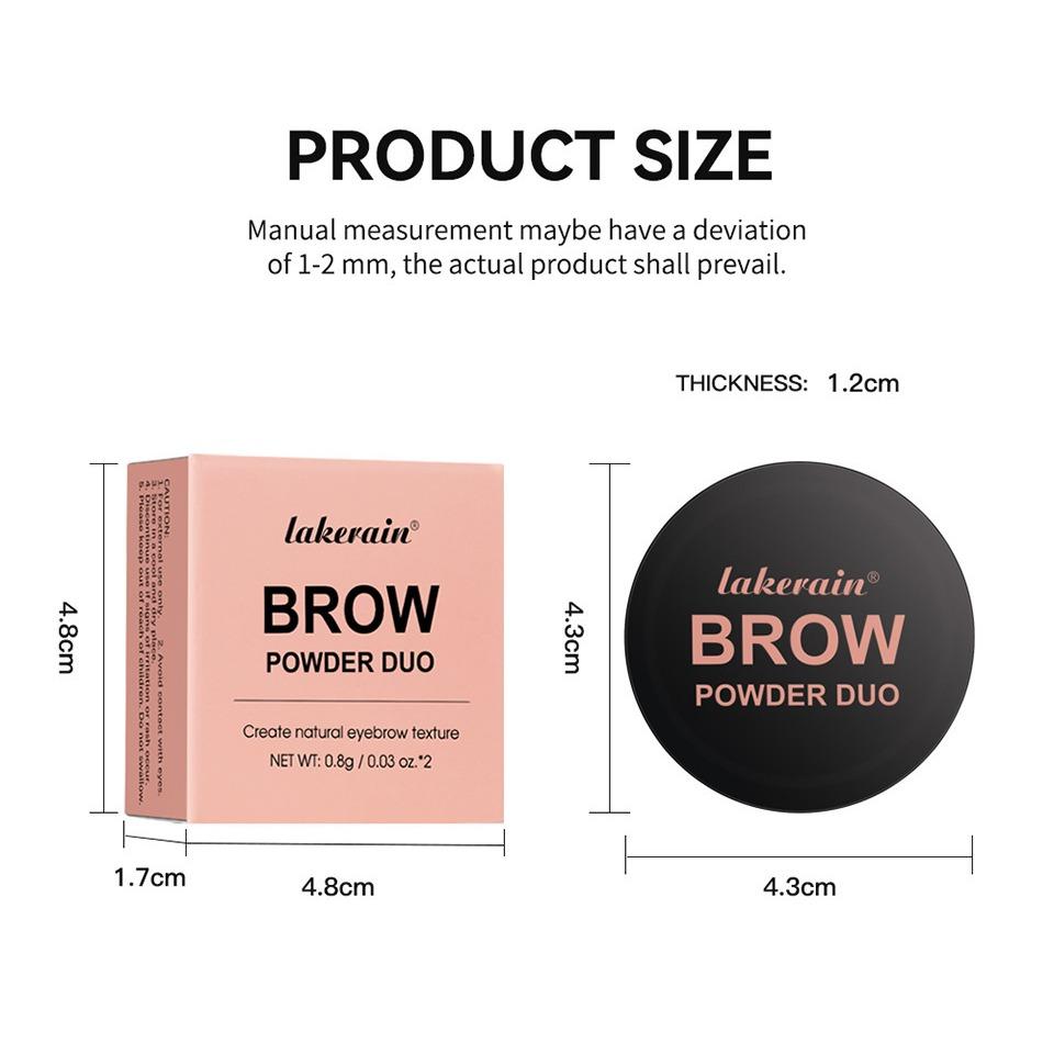 Lakerain Two Color Eyebrow Powder - Waterproof and Sweat Resistant Long-lasting Color, Fine Powder Lasting No Smudgy, Natural Eyebrow Shape,