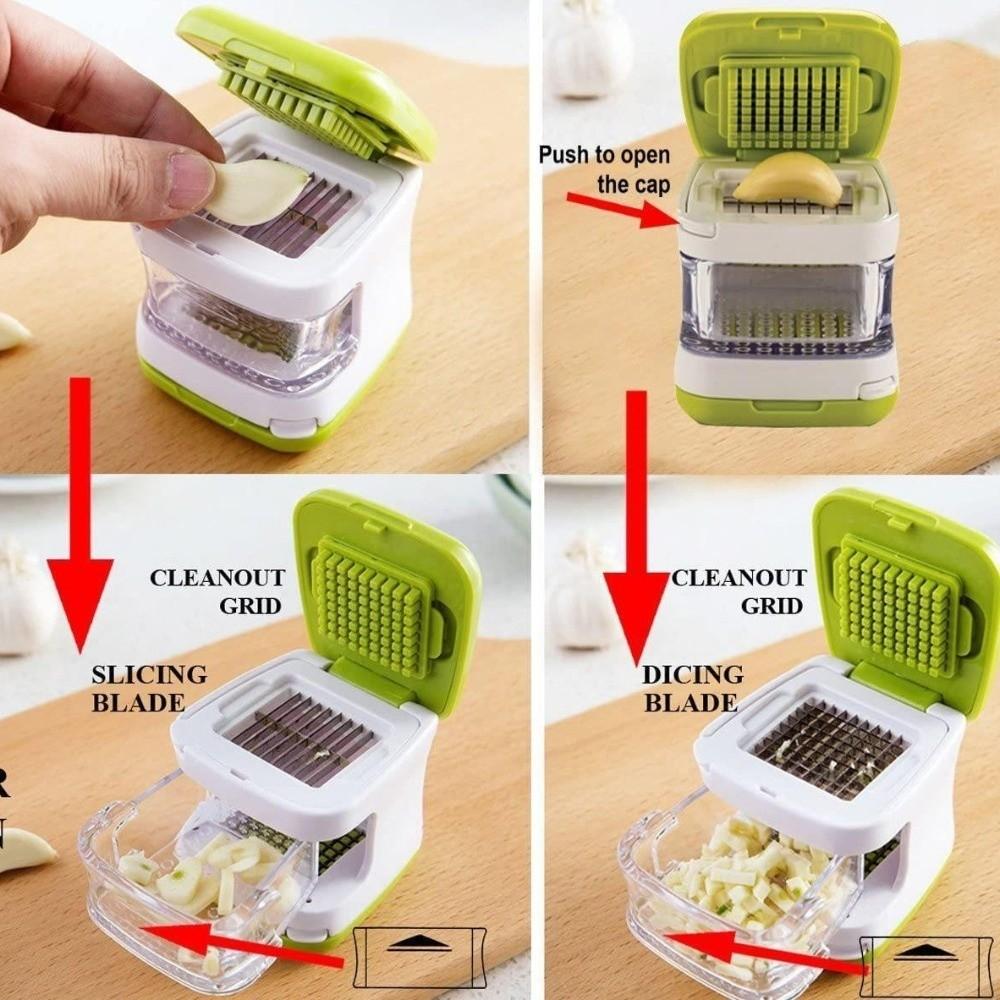 2 in 1 Double Sided Press Garlic Masher Portable Ginger Slicer Mini Garlic Press Cooking