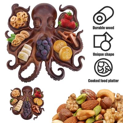 Осьминог Мясная тарелка Поднос для закусок Многофункциональный поднос для подачи еды Деревянный поднос для сыра, мяса, фруктов