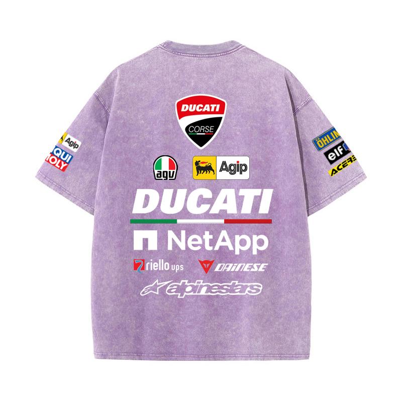 2026 Лето Ducati F1 Гоночный костюм Red Bull Вестаппен Командная форма Футболка с коротким рукавом Винтажная стирка Футболка с круглым вырезом