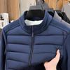 Men's Sherpa Fleece Patchwork Cotton Jacket with Stand Collar for Fall/Winter Casual Wear