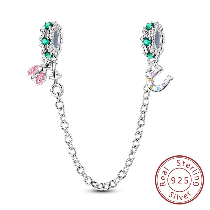 New Original Safety Chain Clasp Clip Charm Bead Copper Heart Bow Star Moon Fit Bracelet Diy Woman Girl Jewelry Gift