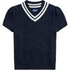Polo Striped V-Neck Pullover Knit Top Women Tops Navy-Blue 211935320-001