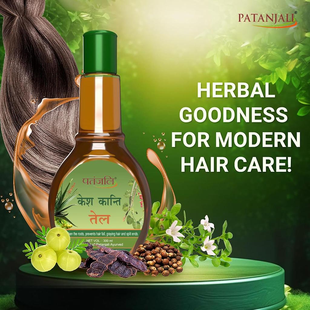 Patanjali Масло для волос Kesh Kanti 300 мл Упаковка 1 для сильных, здоровых, гладких и питаемых волос