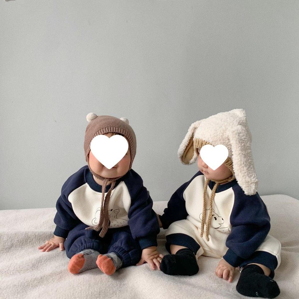 Осенне-зимний мультяшный флисовый ромпер для малышей - Уютный уличный цельный пуловер