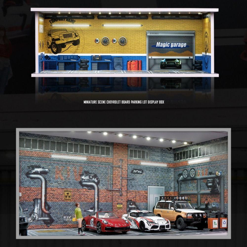 Simulation Parking Lot Model With Lights Car Model Display Box Garage Scene Model Boys Gift