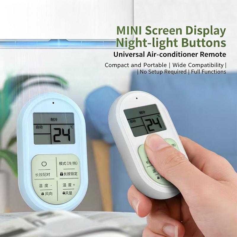 Universal AC Remote Control Mini Portable Glow Buttons LCD Display Suitable for Home Hotel Travel Use