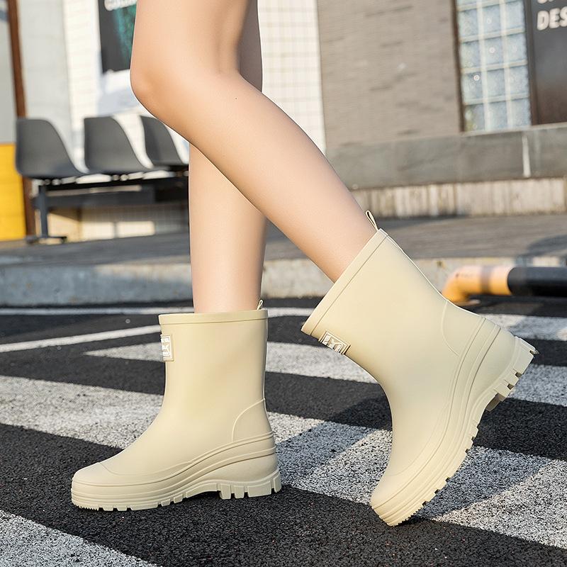 Полусапоги резиновые женские на толстой подошве износостойкие и нескользящие резиновые сапоги для улицы, для кемпинга, водонепроницаемые сапоги, рабочая обувь для воды