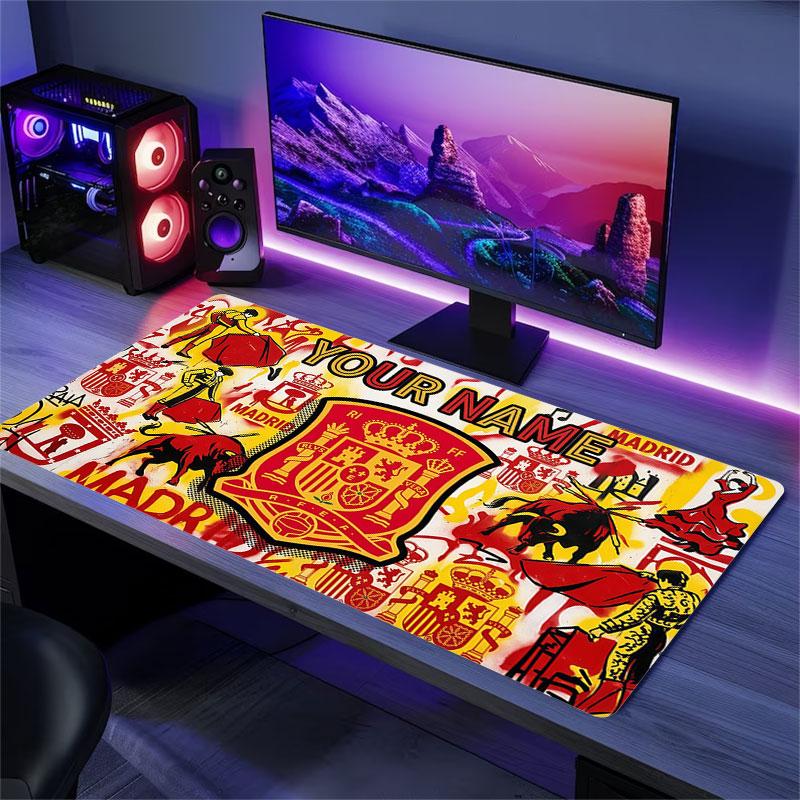 Custom Name,Spain Mouse Pad, Large Gaming Desk Mat, Non-slip XXL Mousepad for Laptop & Tablet, Mini PC Playmat with Stitched Edges