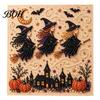 Fall Holiday Decoration Halloween Faux Pearl Art DIY Kit, 3D Bead Embroidery Craft Set, Spooky Handmade Ghost Pumpkin Goat Witch Wall Art, Seasonal