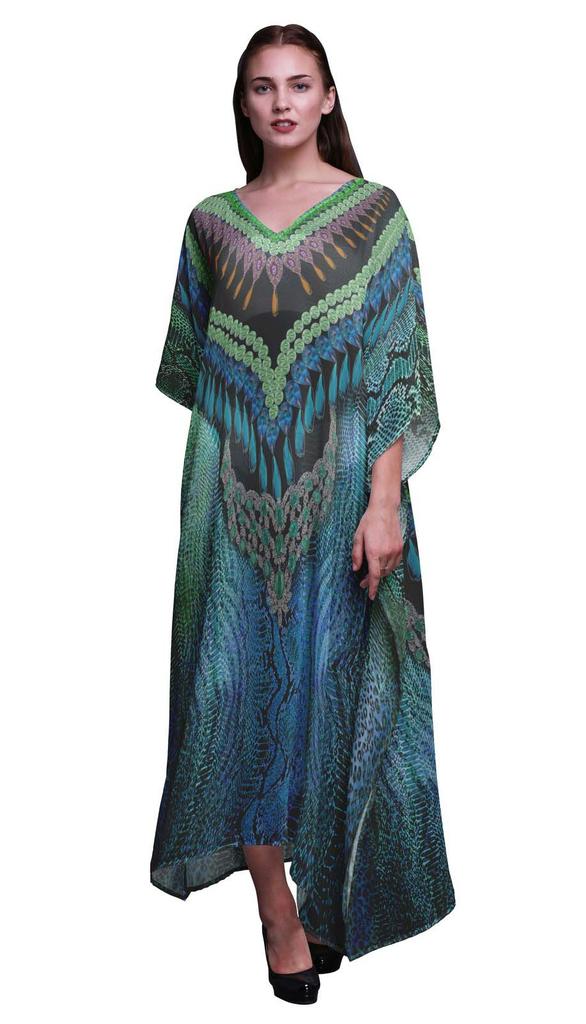 Phagun Snake Animal Skin Womens Long Beach Kaftan Beachwear Bikini Coverup Maxi