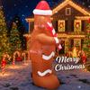 4.9FT LED Inflatable Xmas Yard Decor Gingerbread Man with Candy Cane Outdoor Lawn Garden Supplies Home Decor Ornaments Toy Gifts