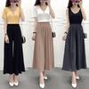 FiveFive Casual Trousers High-Waist Elastic Waistband Pleated Women Pantskirt Full Length Loose Wide Leg Pants