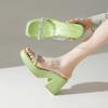 Fashion Sandals Women Clear Strap Chunky Heeled Sandals Women Platform Wedges High Heels Shoes Flip Flops Beach Slippers Dress Crystal