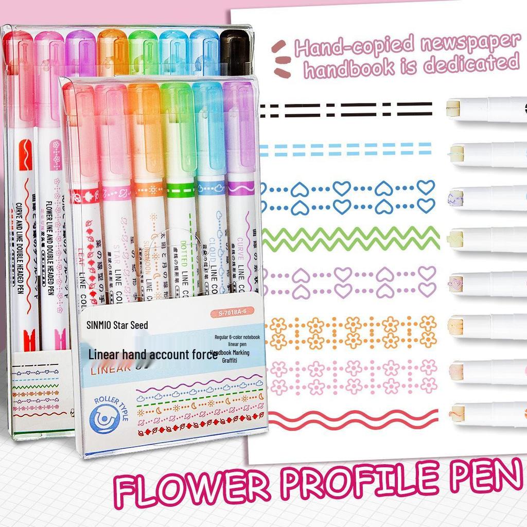 Star Seed Double-Ended Quick-Drying Color Pen Set - 8 Colors for Creative Journaling & Flower Outlines
