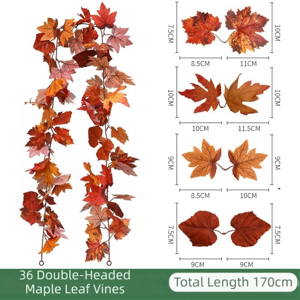 1.7m Red Autumn Maple Leaves Creative Fake Autumn Vines Maple Leaf Plant Decoration Fall Decor