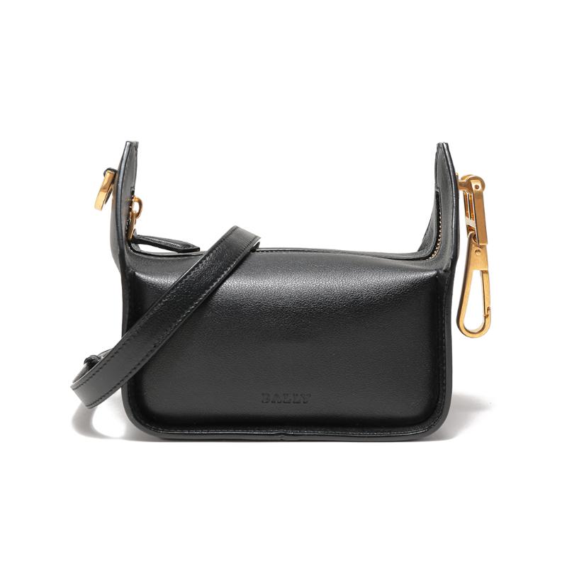 Bally Solid Color Zipper Closure Leather Pillow Bag Crossbody Shoulder Bag Women bags Black 6303098