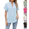 Women's Fashion Casual Solid Color V-Neck Short Sleeve Shirt Loose Top