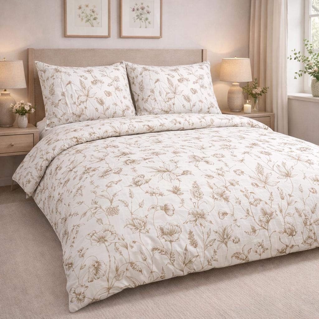 Komplet pościeli 160x200 bawełna 100% gruba 3 części polska premium kwiaty
