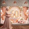 Фон 60-летний юбилей Золотые шары Баннер Празднование дня рождения Счастливого 60-летия Баннер Розы нежно-розового цвета Для официальных мероприятий