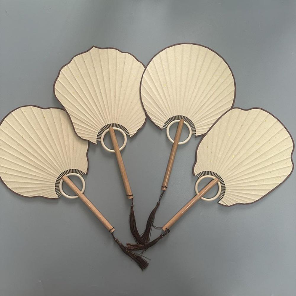 Vintage DIY Xuan Paper Fan Classical Round Fan Portable Hand Painted Fan  Painting