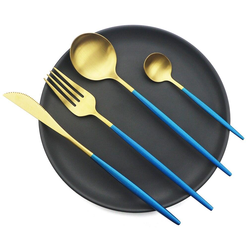 32Pcs Gold Dinnerware Stainless Steel Cutlery Set Knives Fork Tea Spoon Dinner Silverware Set Service 8 Kitchen Tableware Gift Set