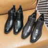 2024 New Crocodile Pattern Mid-Calf Ankle Boots Ripe-Young Dress Boots Men Boots Handsome Short Boots Business Male Winter Boot