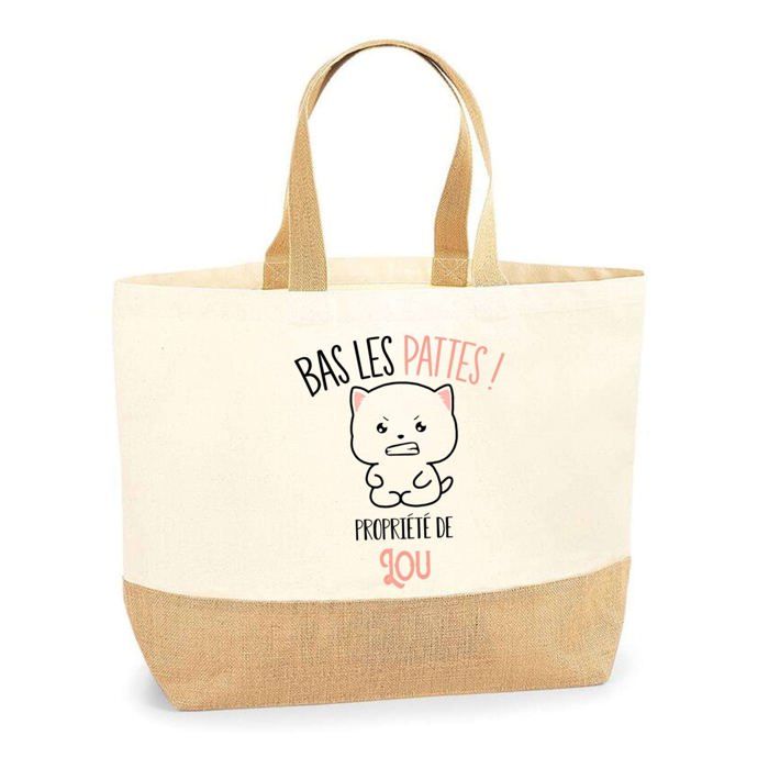 Tote bag - PLANETEE - Lou Bas les pattes - Personnalisé - Jute naturel - Fabriqué en France