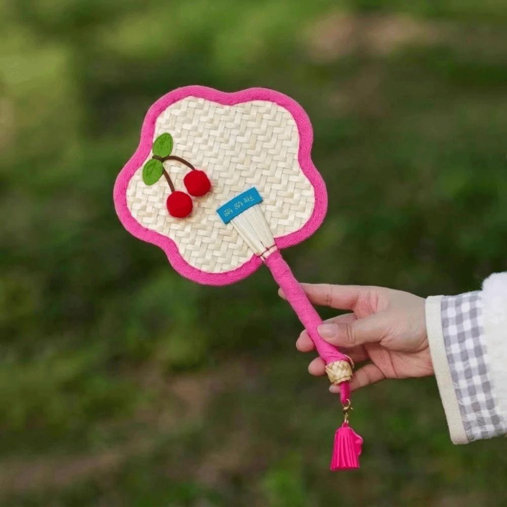 Vintage Portable Fan Flower Shaped Cooling Fan Creative Straw Fan  Home Decor