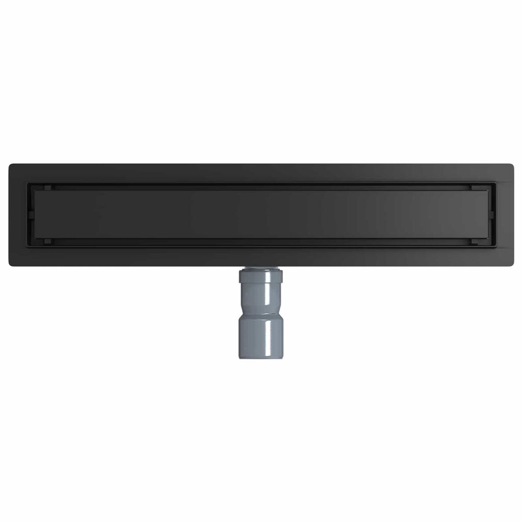 2 in 1 Shower Drain with 360 degrees Siphon Black 50 cm Stainless Steel 304