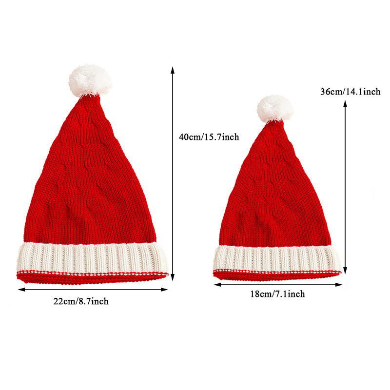 Cute Women Winter Hat Christmas Family Kids Adults Santa's Knit Soft Beanie Skull Cap for Christmas Party Supply