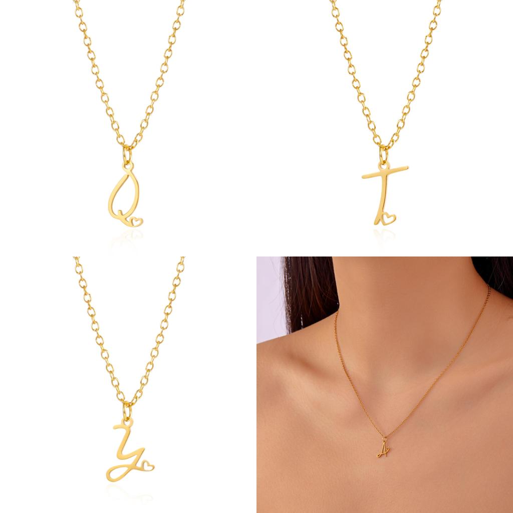 Золотое ожерелье-подвеска с алфавитом в форме сердца на цепочке О для дам, летний стиль