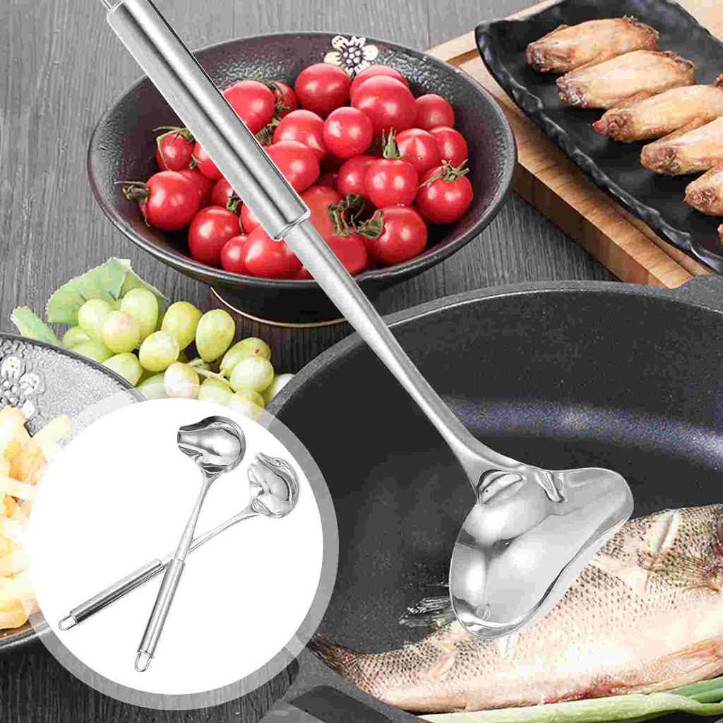 2 Pcs Stainless Steel Sauce Spoon Soup Spoons Ladle Kitchen Gadget Tableware Hot Pot