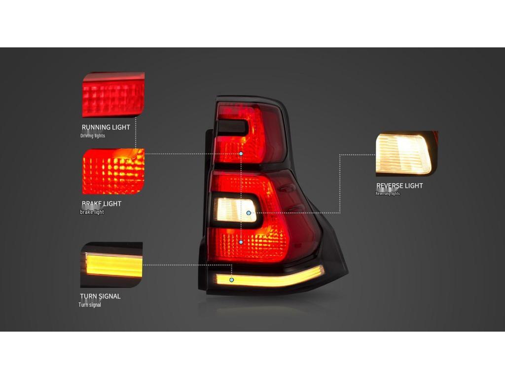 Светодиодные задние фонари с указателями поворота для 2010-2016 Toyota Lexus GX 460 Prado