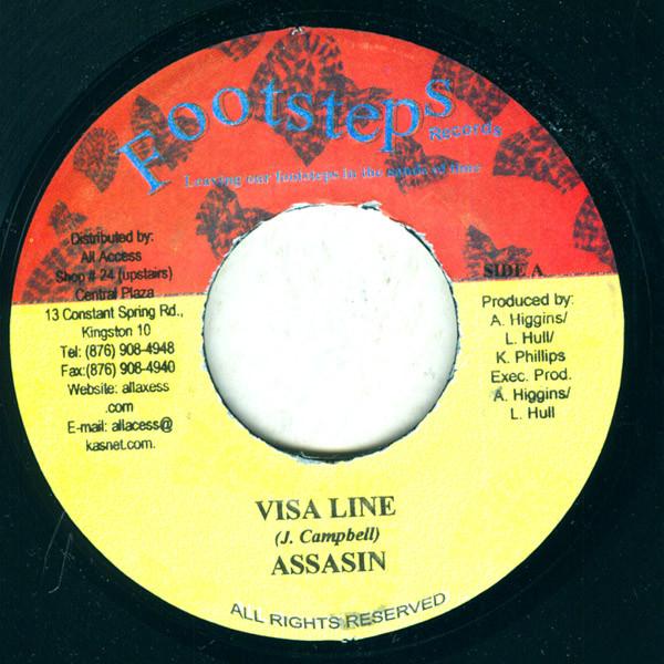 7-дюймовая пластинка ASSASSIN / MR. G - Visa Line / Эни Мини НОЛЬ Шаги Recor Ямайский Регги, Ска и Даб Использованный